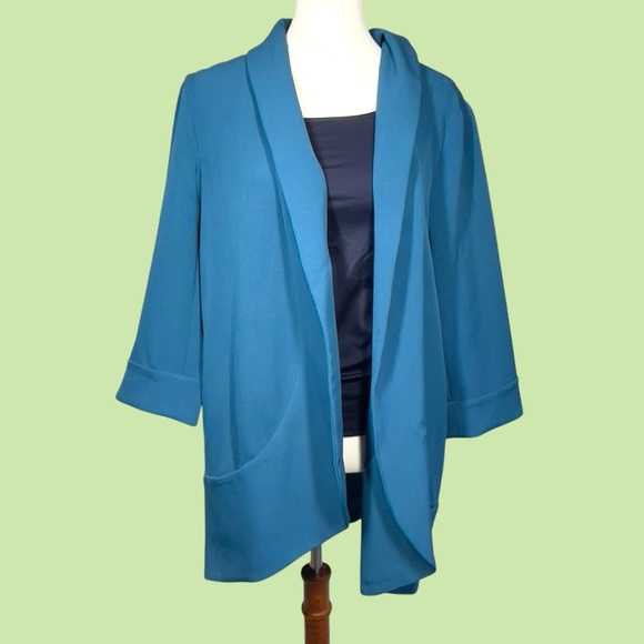 Anthracite by Muse teal oversized open front cardigan blazer jacket XL - Picture 3 of 12